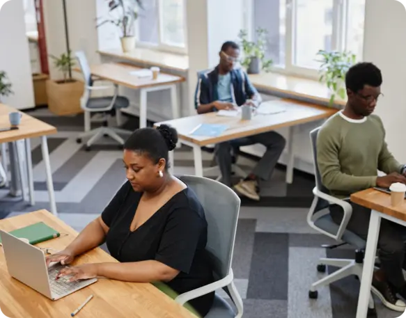 Developers working in open office